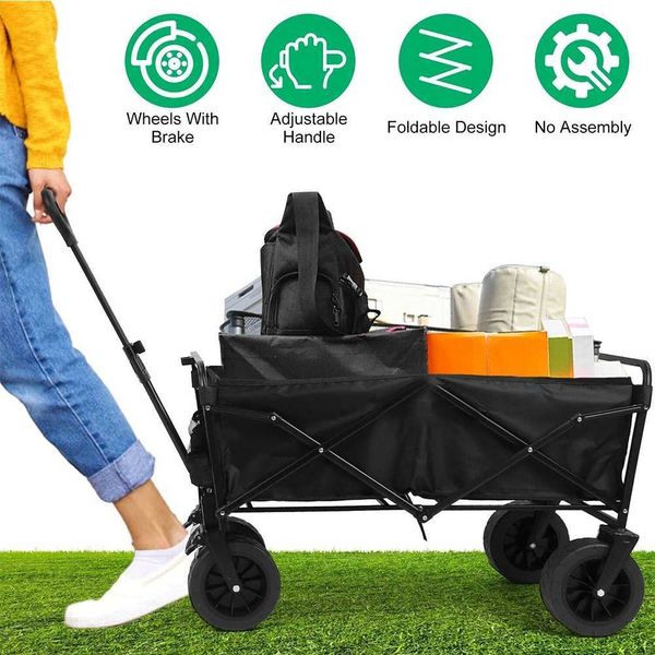 Foldable multifunctional beach bike with large wheels for outdoor, garden, camping, and handcart use
