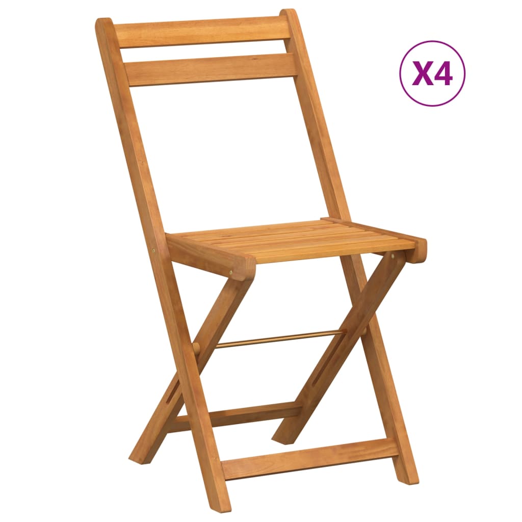 Folding Bistro Chair Set of 4 Brown Solid Acacia wood Standard