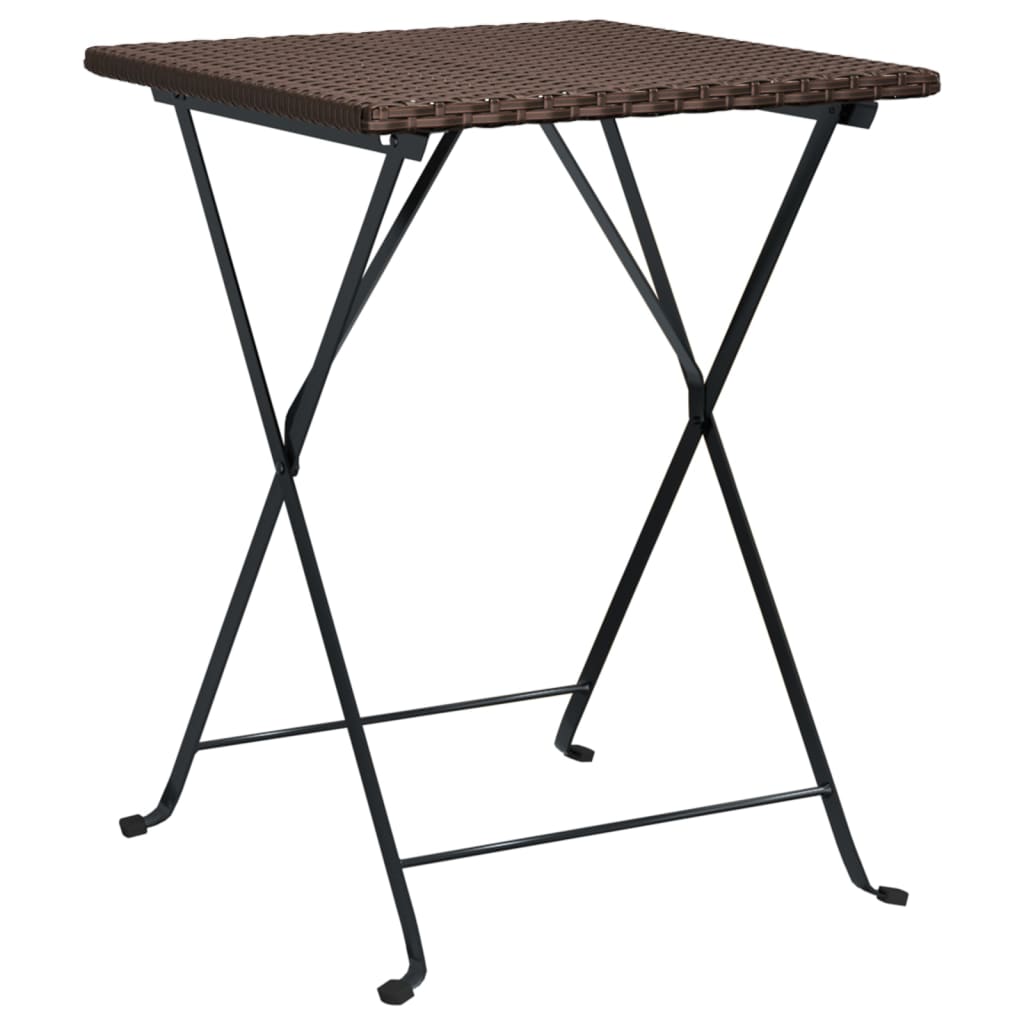 Folding Bistro Table Brown PE Rattan Medium Foldable