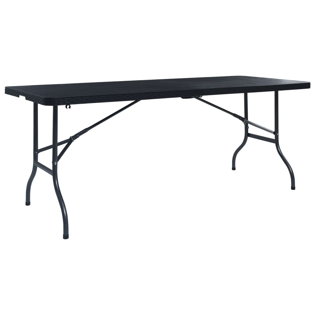 Folding Camping Table Black HDPE, Powder-coated steel Large