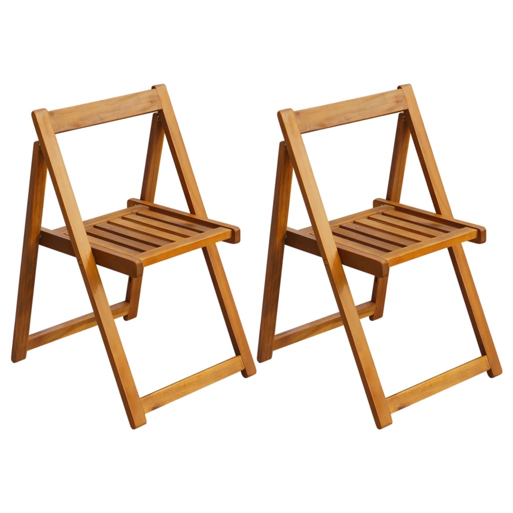 Folding Chair Set of 2 Natural wood Acacia wood Medium Foldable