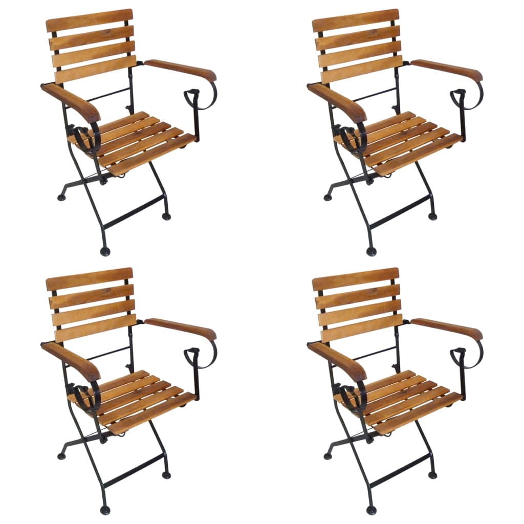 Folding Chair Set of 4 Brown and Black