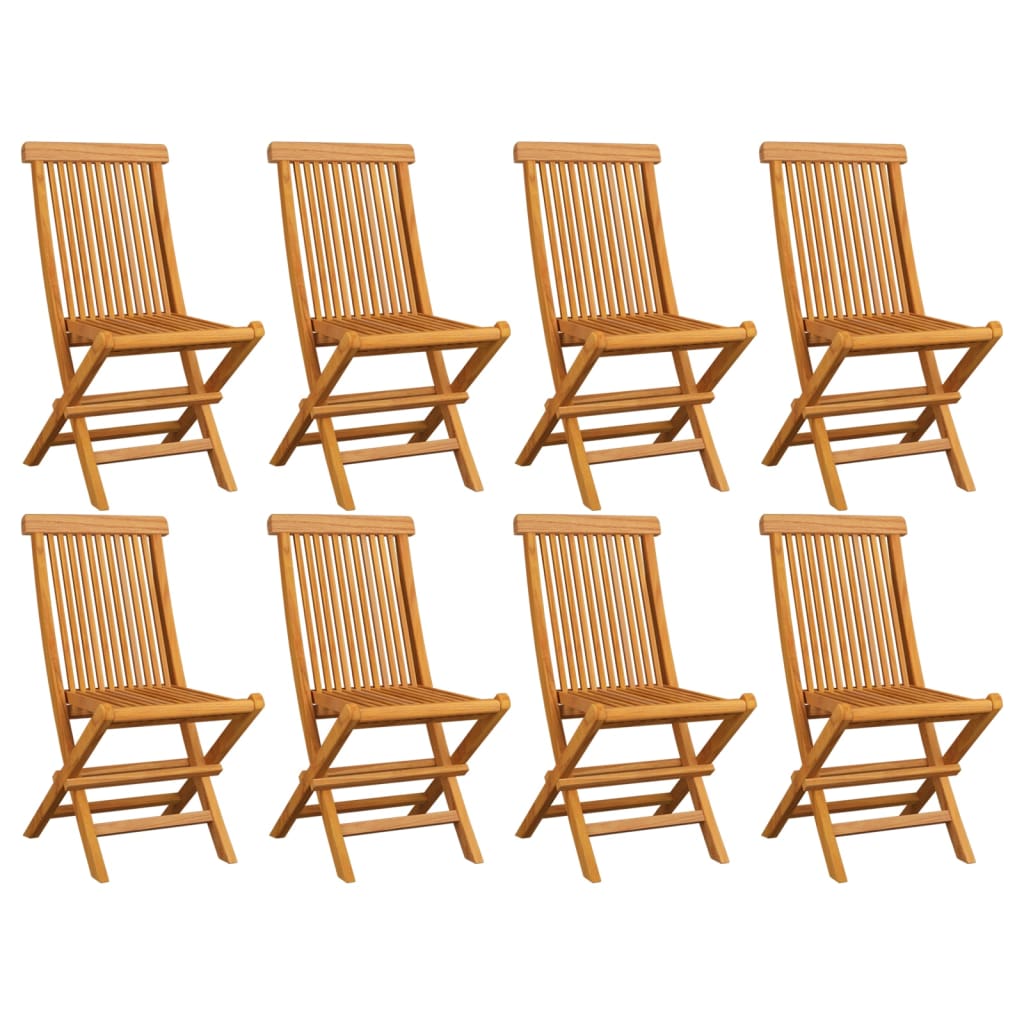 Folding Chair Set of 8 Warm teak Solid Teak Wood Standard