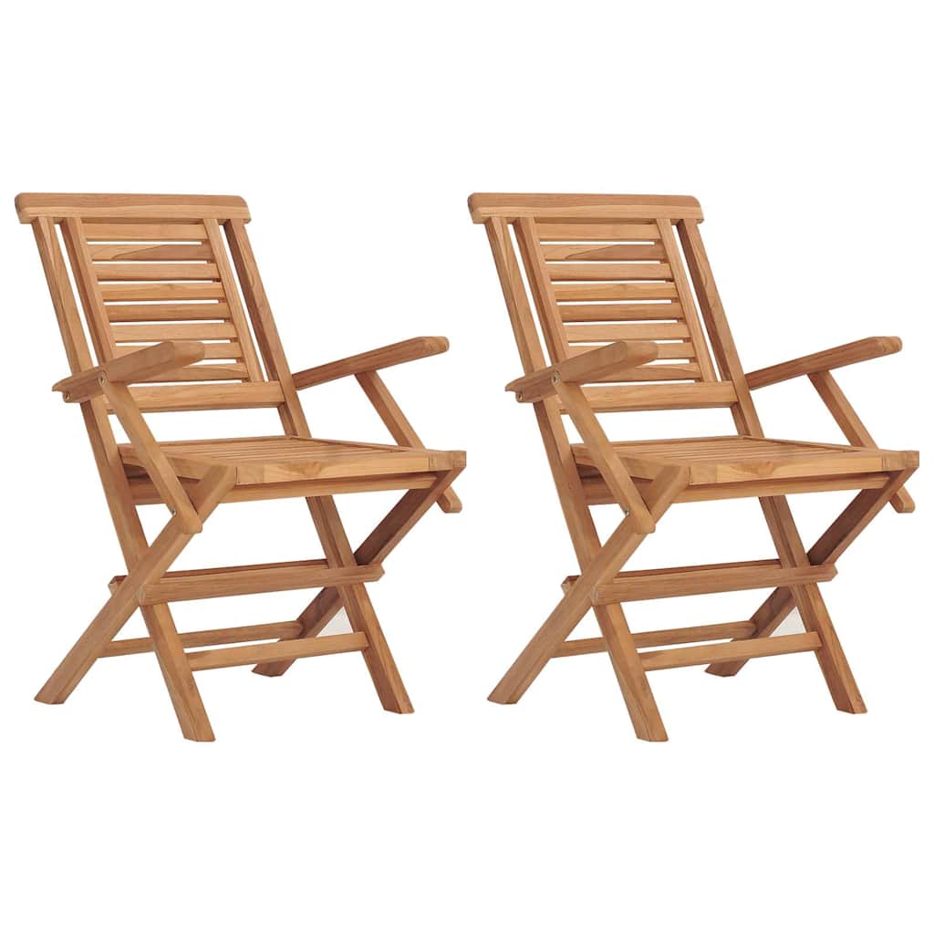 Folding Garden Chair Set of 2 Natural teak Solid teak wood Medium