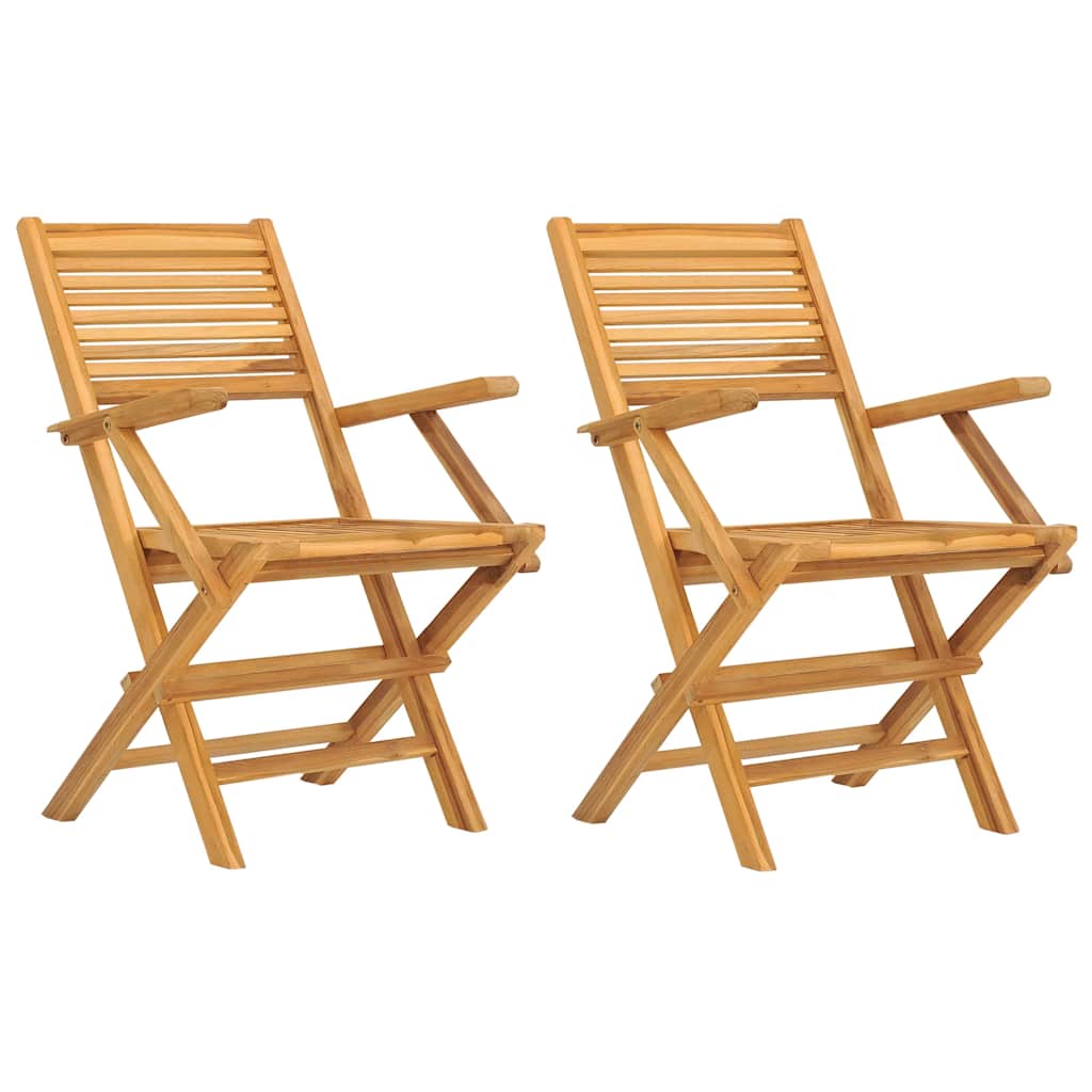 Folding Garden Chair Set of 2 Natural Teak Solid teak wood