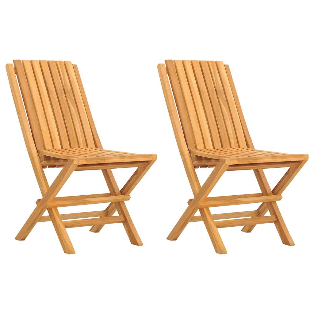 Folding Garden Chair Set of 2 Teak Solid Teak Wood Medium