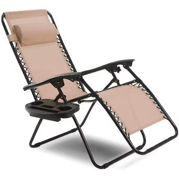 Folding steel beach chair with 600D Oxford fabric and stainless steel frame, available in customized colors for outdoor or office use