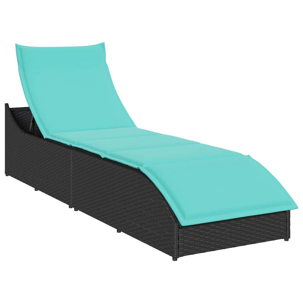 Folding Sun Lounger Black PE rattan, powder-coated steel Standard