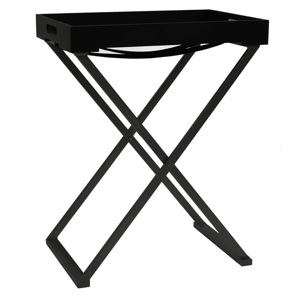 Folding Table Black MDF, Iron 18.9x13.4x24.0 in Foldable Modern