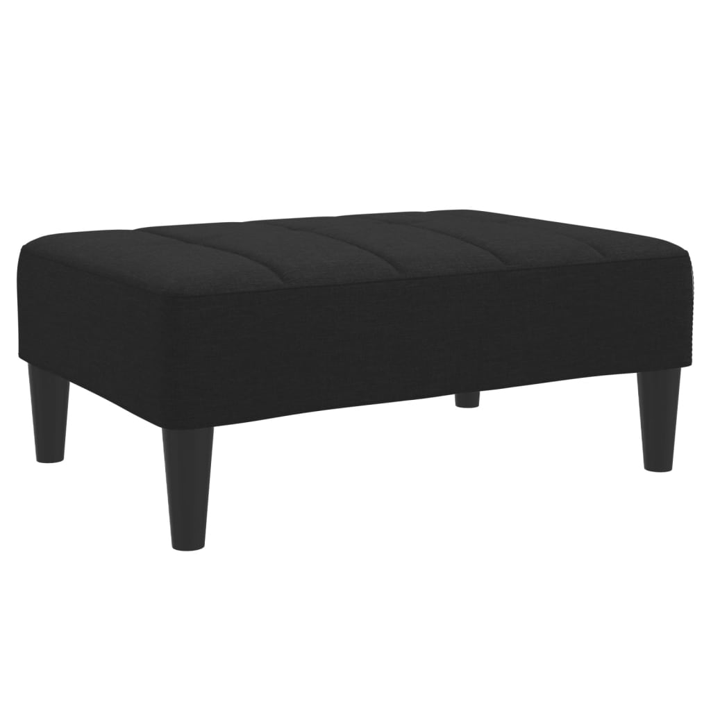 Footstool Black Polyester Compact Footstool Rectangular