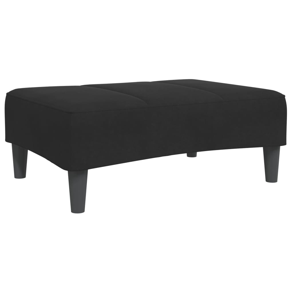 Footstool Black Velvet (100% polyester), plywood, plastic Medium