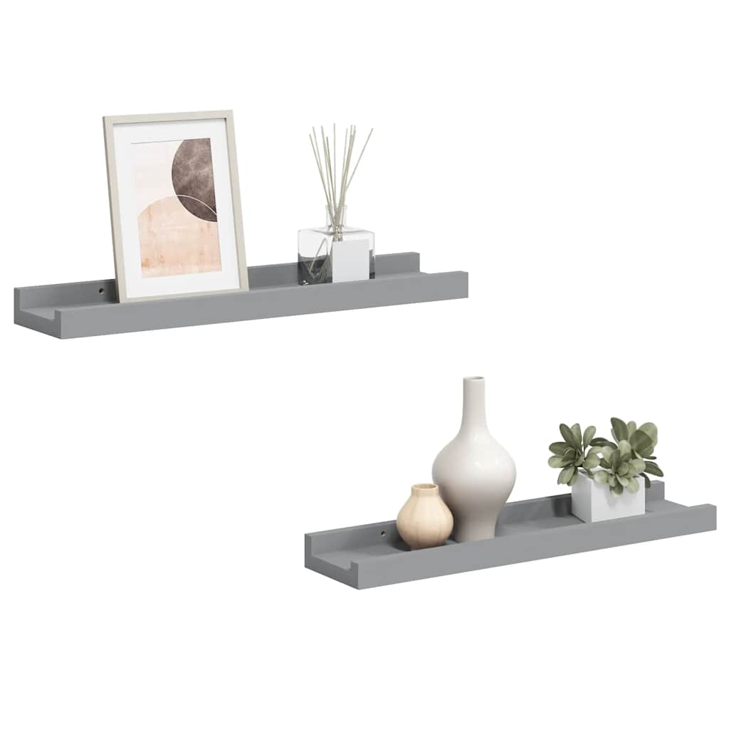 Frame Ledge Shelf Set of 2 Gray MDF Small Wall mounting