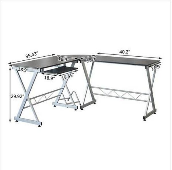 Free shipping on wholesale orders for this portable black L-shaped wood computer desk