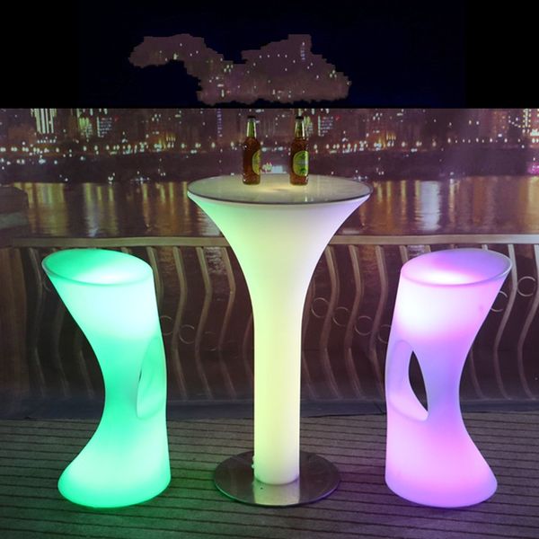 Free shipping waterproof LED illuminated bar stool with remote control and 110/220V adapter for outdoor use
