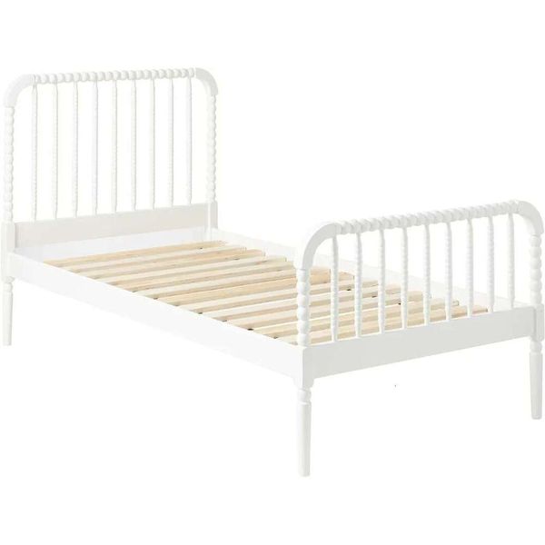 Furnishings Jones Country Farmhouse Wood Jenny d n Twin Size Open Frame Fully Slatted Platform Bed Frame White

Rewritten:
Country-style twin bed frame with open slatted platform in white wood by Jones Furnishings