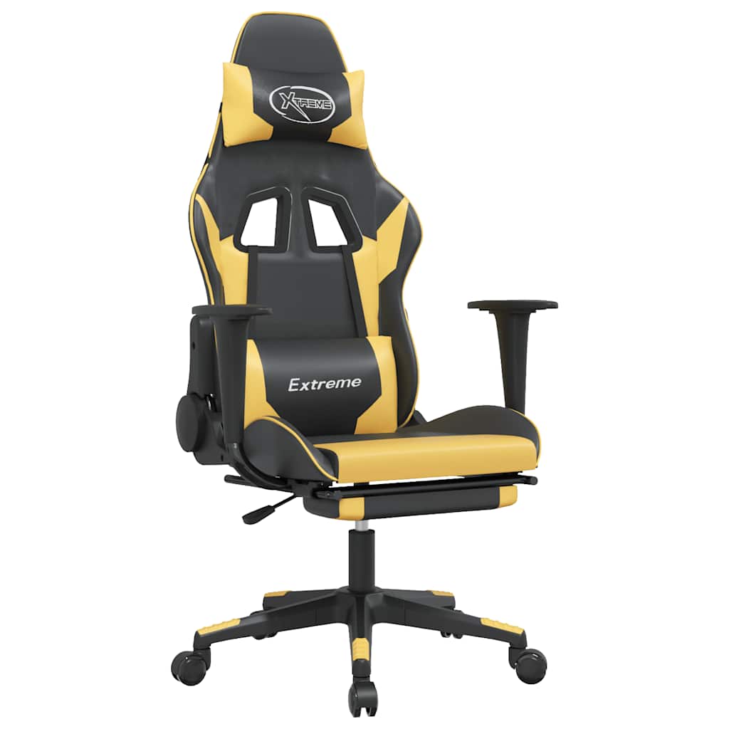 Gaming Chair Black and Gold Faux leather, metal, plywood, foam
