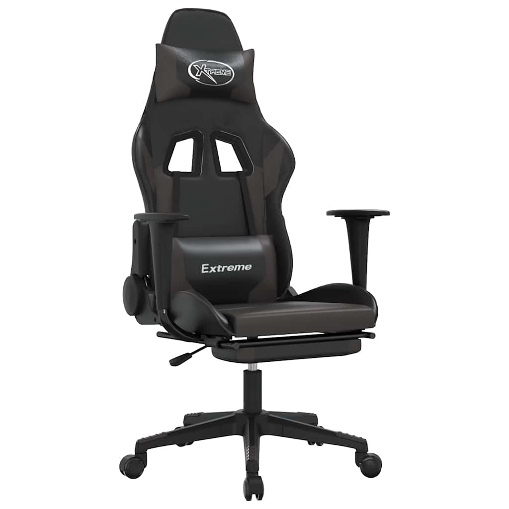 Gaming Chair Black and gray Faux leather, metal, plywood, foam