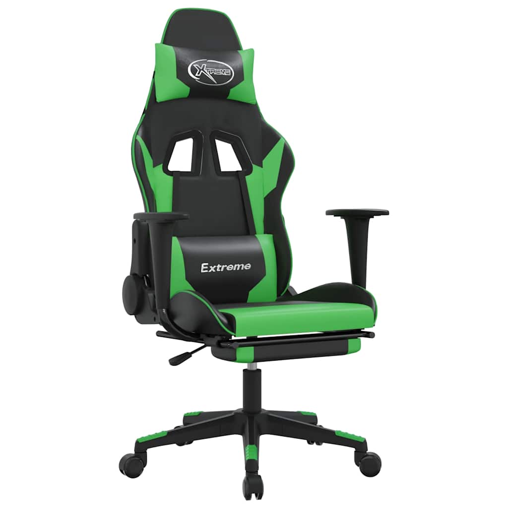 Gaming Chair Black and green Faux leather, metal, plywood, foam