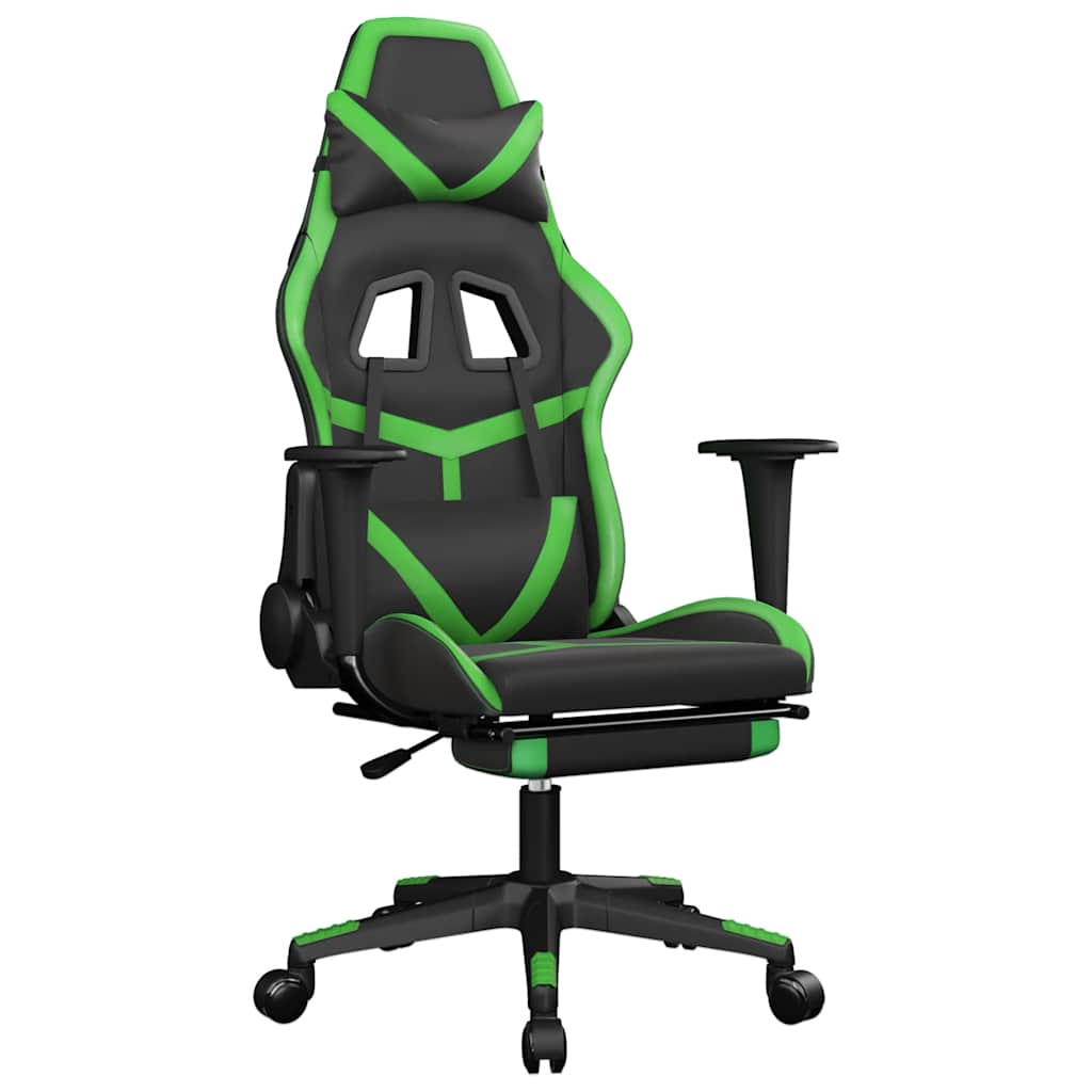 Gaming Chair Black and green Faux leather, metal, plywood, plastic