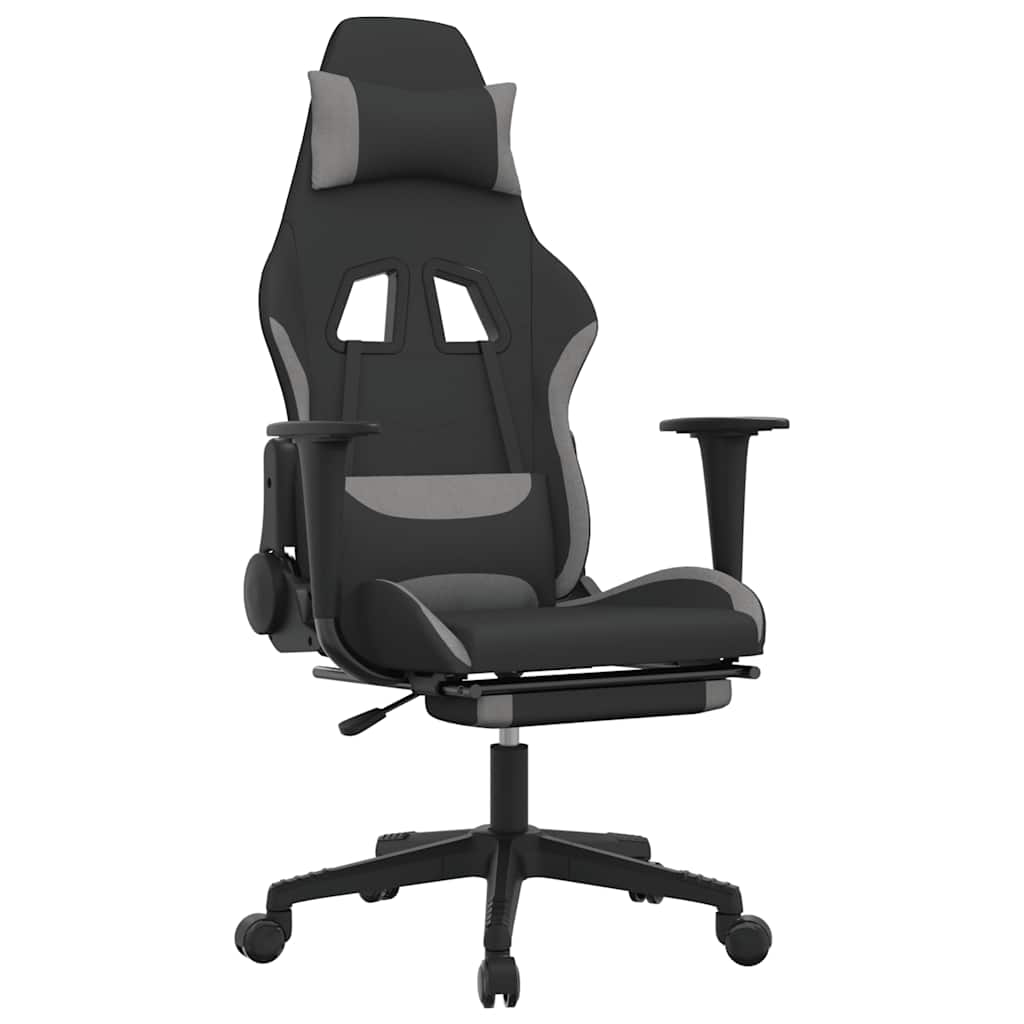 Gaming Chair Black and Light Grey Polyester, Metal, Plywood, Plastic