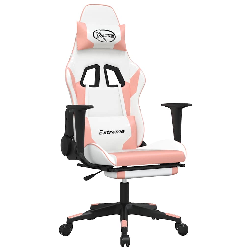 Gaming Chair White and Pink Faux leather, metal, plywood, foam