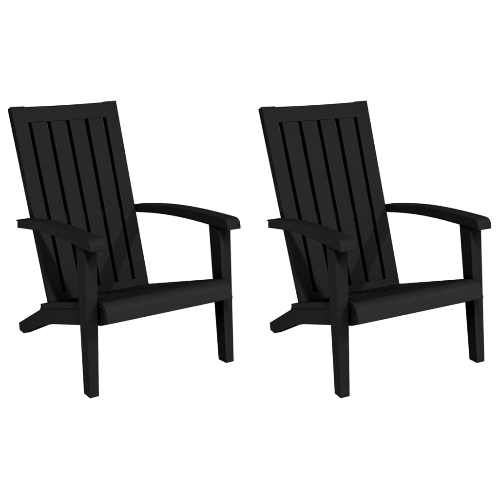 Garden Adirondack Chair Set of 2 Black Polypropylene Standard