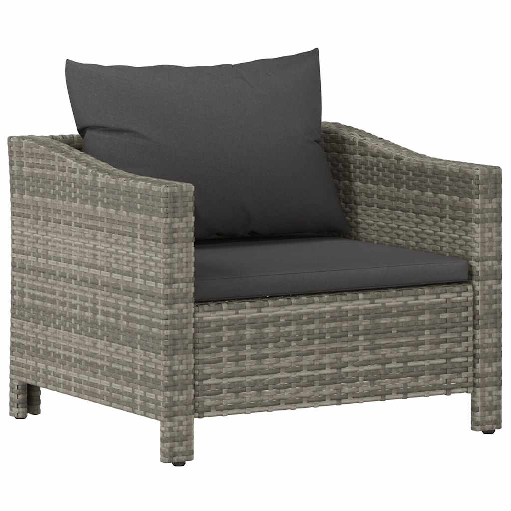 Garden Armchair Grey Poly rattan Medium Lightweight