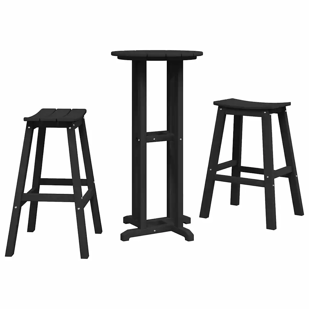 Garden Bar Set 3 pcs Black HDPE