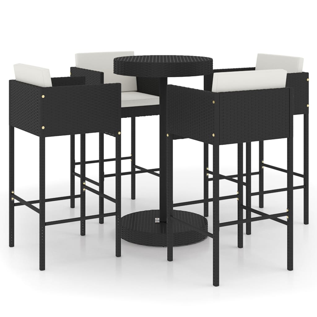 Garden Bar Set Black and Cream White PE rattan, steel Standard
