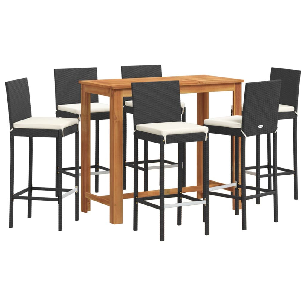 Garden Bar Set Black PE rattan Removable Covers Garden Bar Set