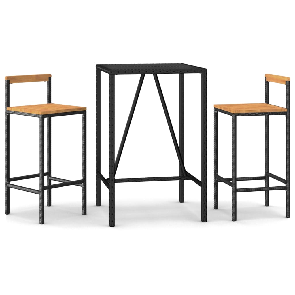 Garden Bar Set Black Poly Rattan Medium Tough Garden Bar Set