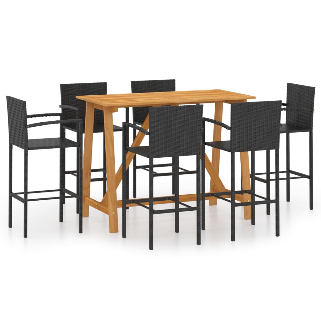 Garden Bar Set Black Solid Acacia wood Large Durable