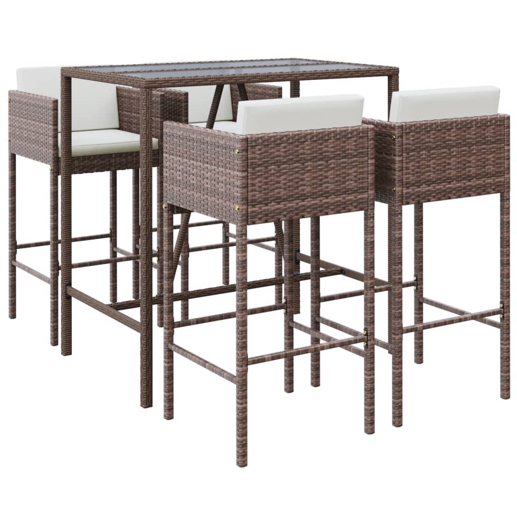 Garden Bar Set Brown PE Rattan Large Durable Garden Bar Set