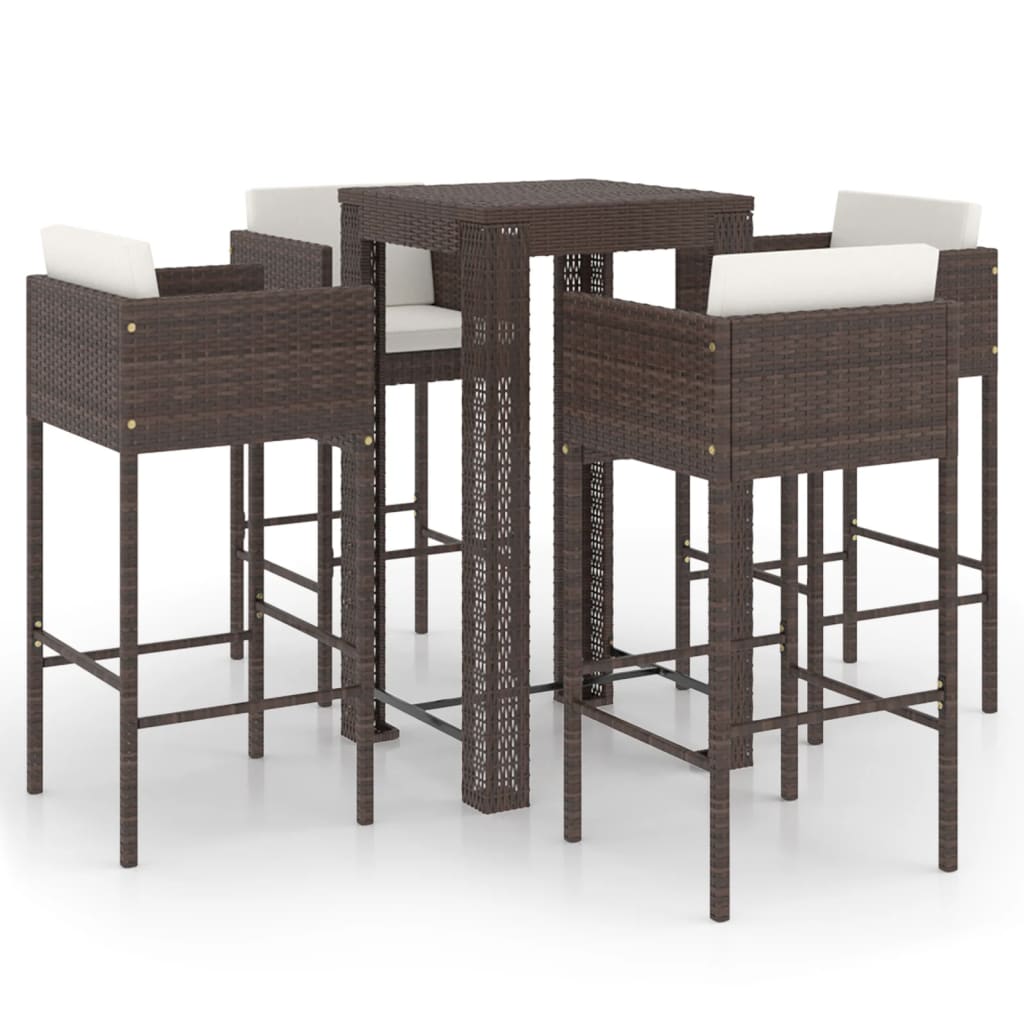 Garden Bar Set Brown PE rattan Medium Durable Garden Bar Set