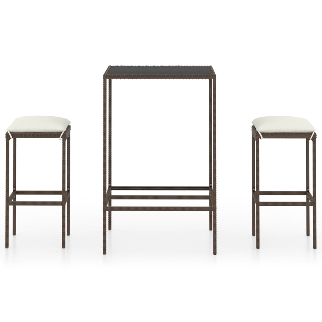 Garden Bar Set Brown PE rattan Medium Durable Garden Bar Set