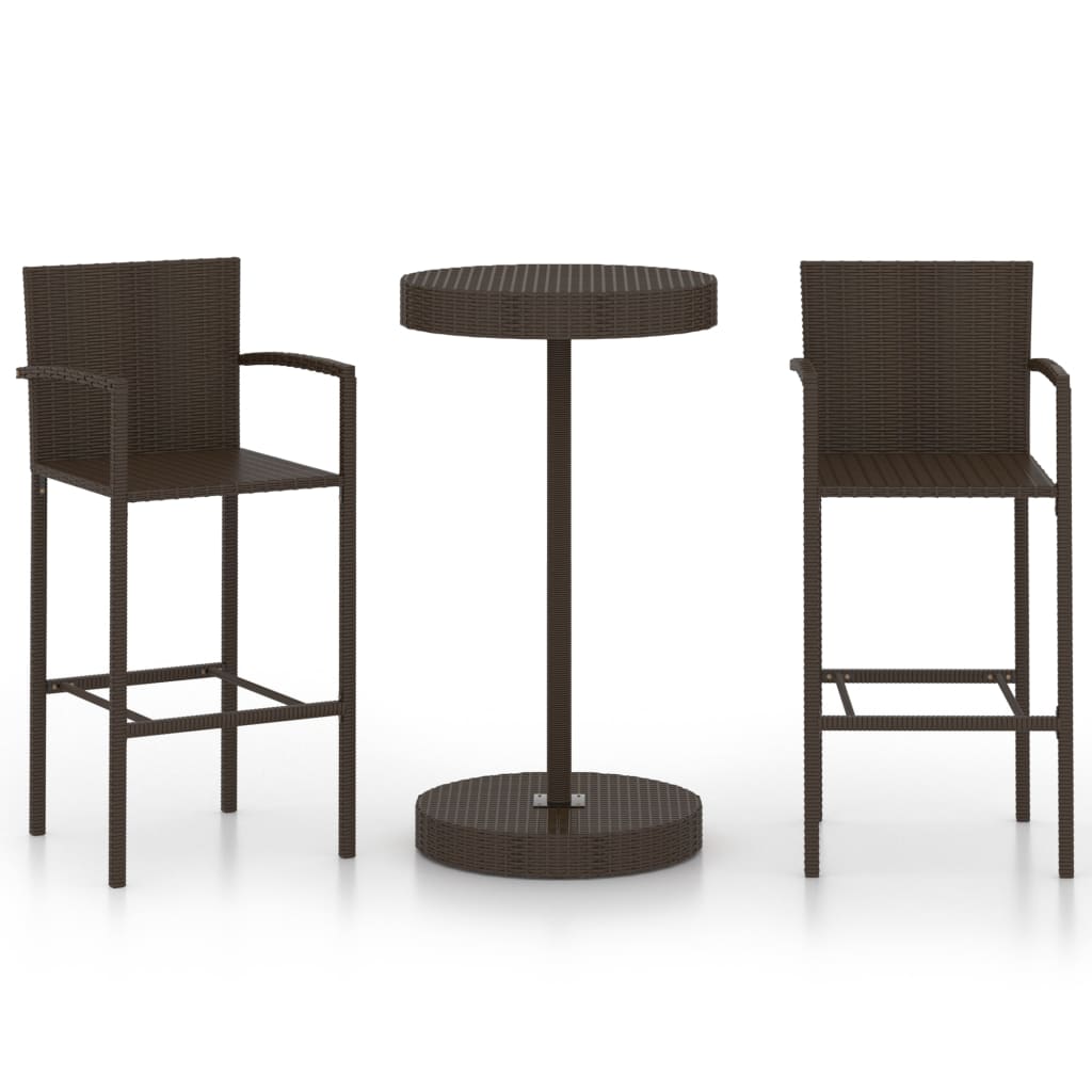Garden Bar Set Brown PE rattan, powder-coated steel Standard