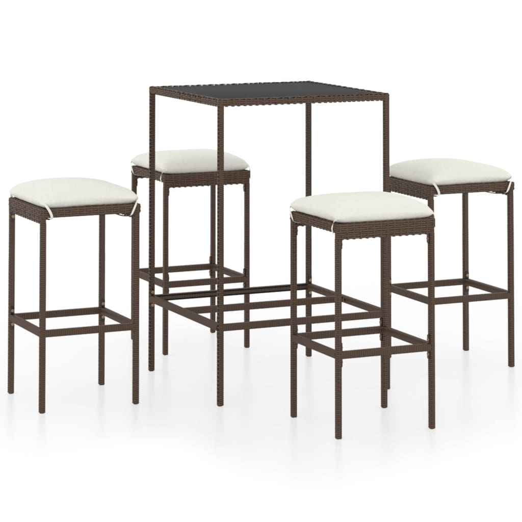 Garden Bar Set Brown PE rattan Standard Durable Garden Bar Set