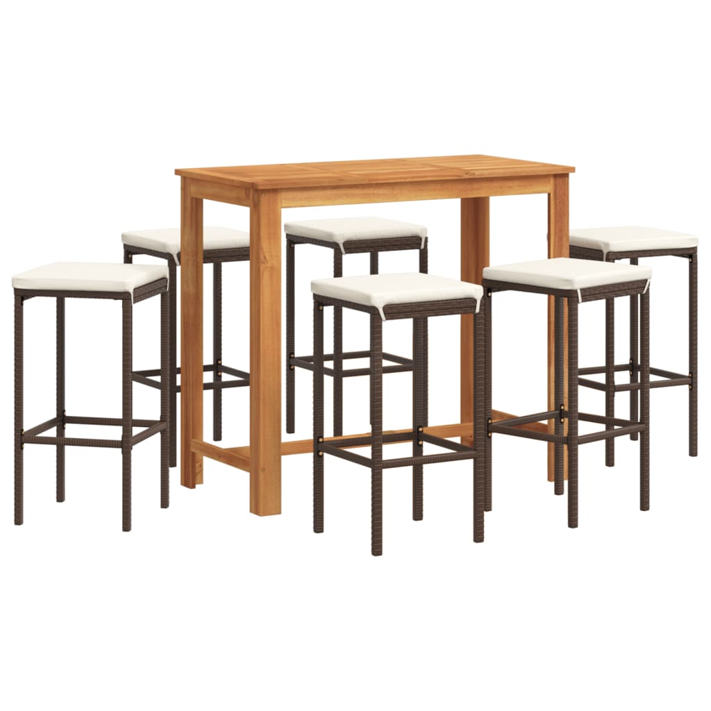 Garden Bar Set Brown Solid Acacia Wood 7 Piece Set