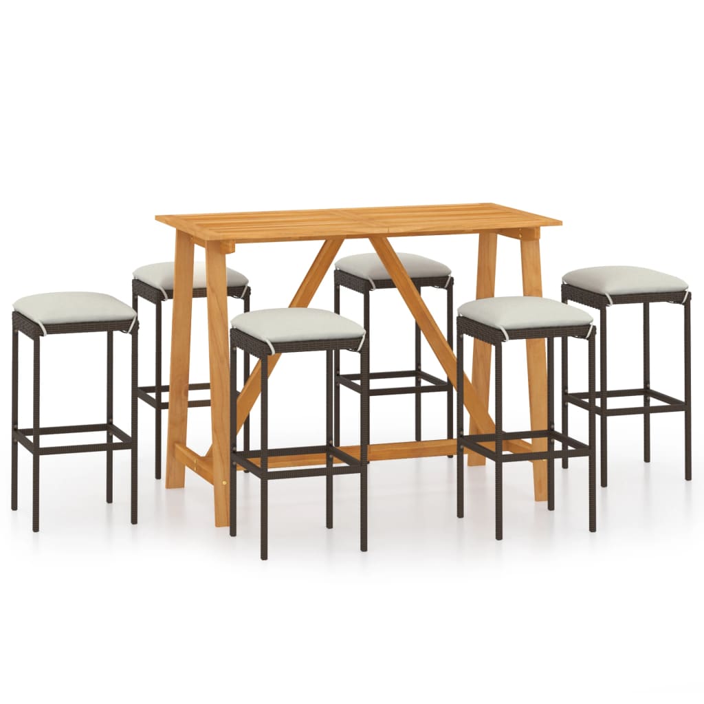 Garden Bar Set Brown Solid Acacia wood Large Durable