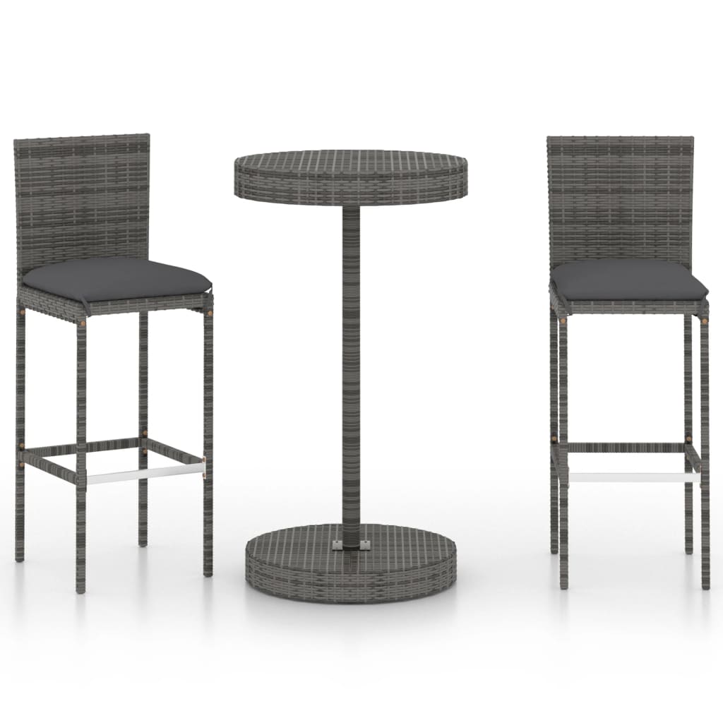 Garden Bar Set Grey PE rattan, powder-coated steel Medium Durable