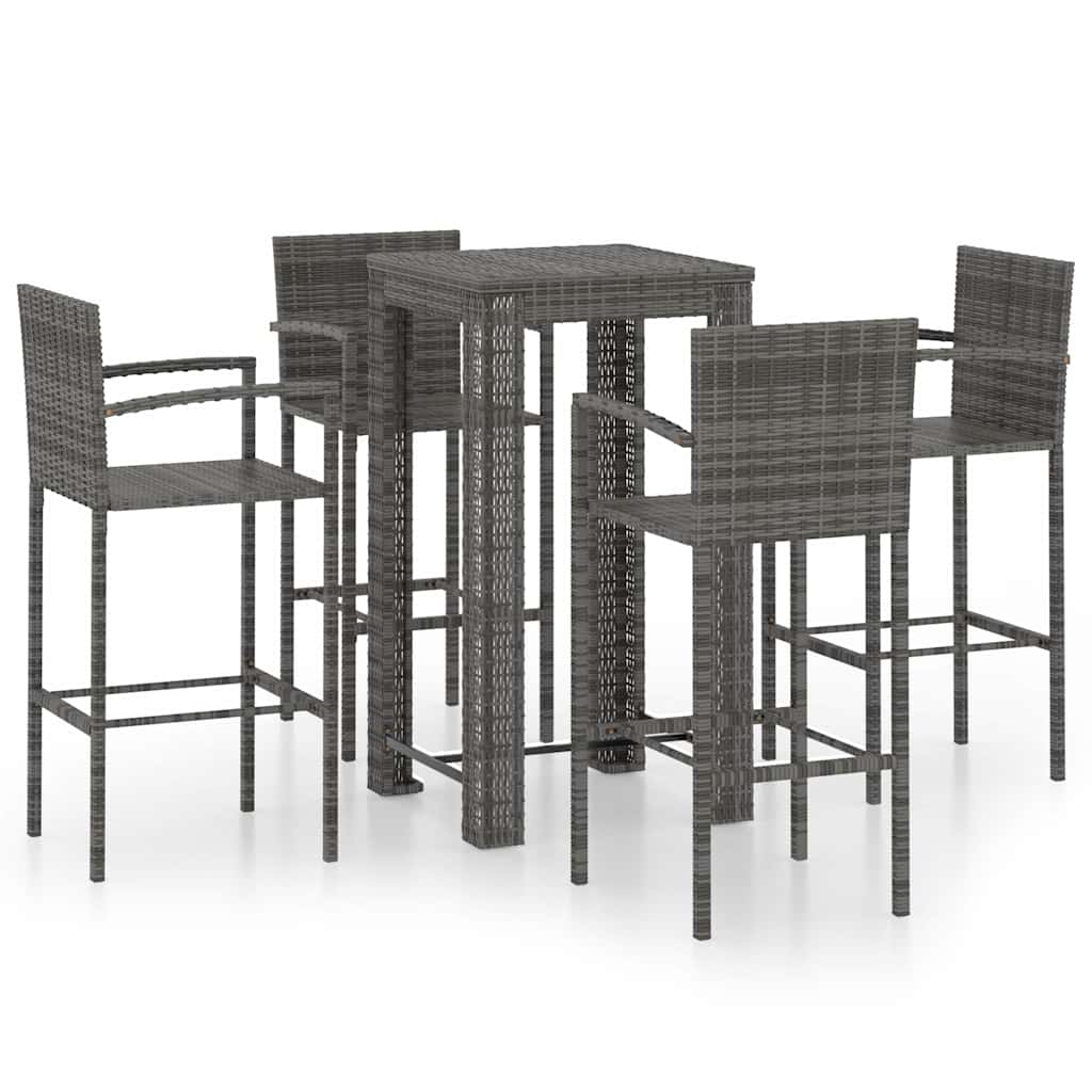 Garden Bar Set Grey PE rattan Standard Durable Outdoor Bar Set