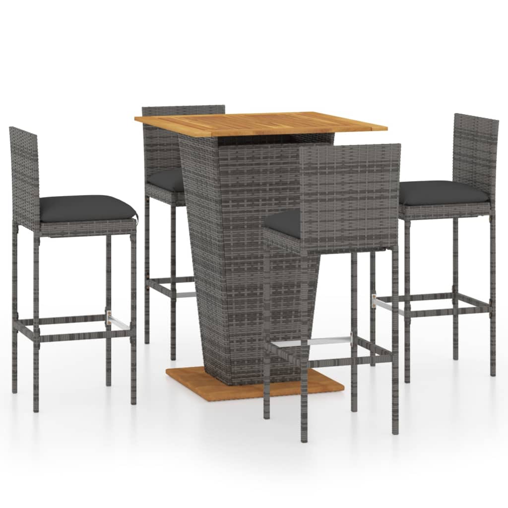 Garden Bar Set Grey Poly Rattan Medium Durable Garden Bar Set