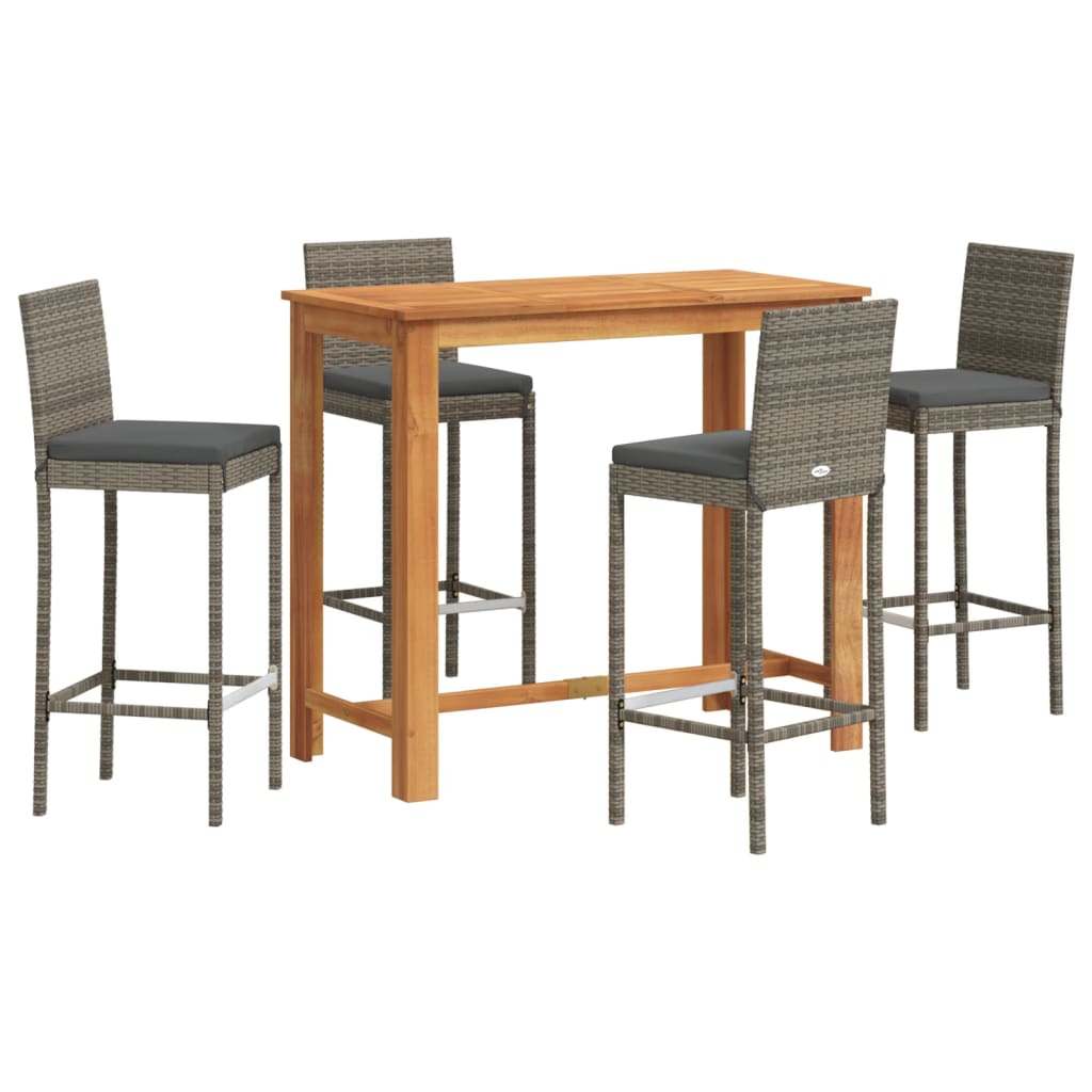Garden Bar Set Grey Solid Acacia wood Five-Piece Durable