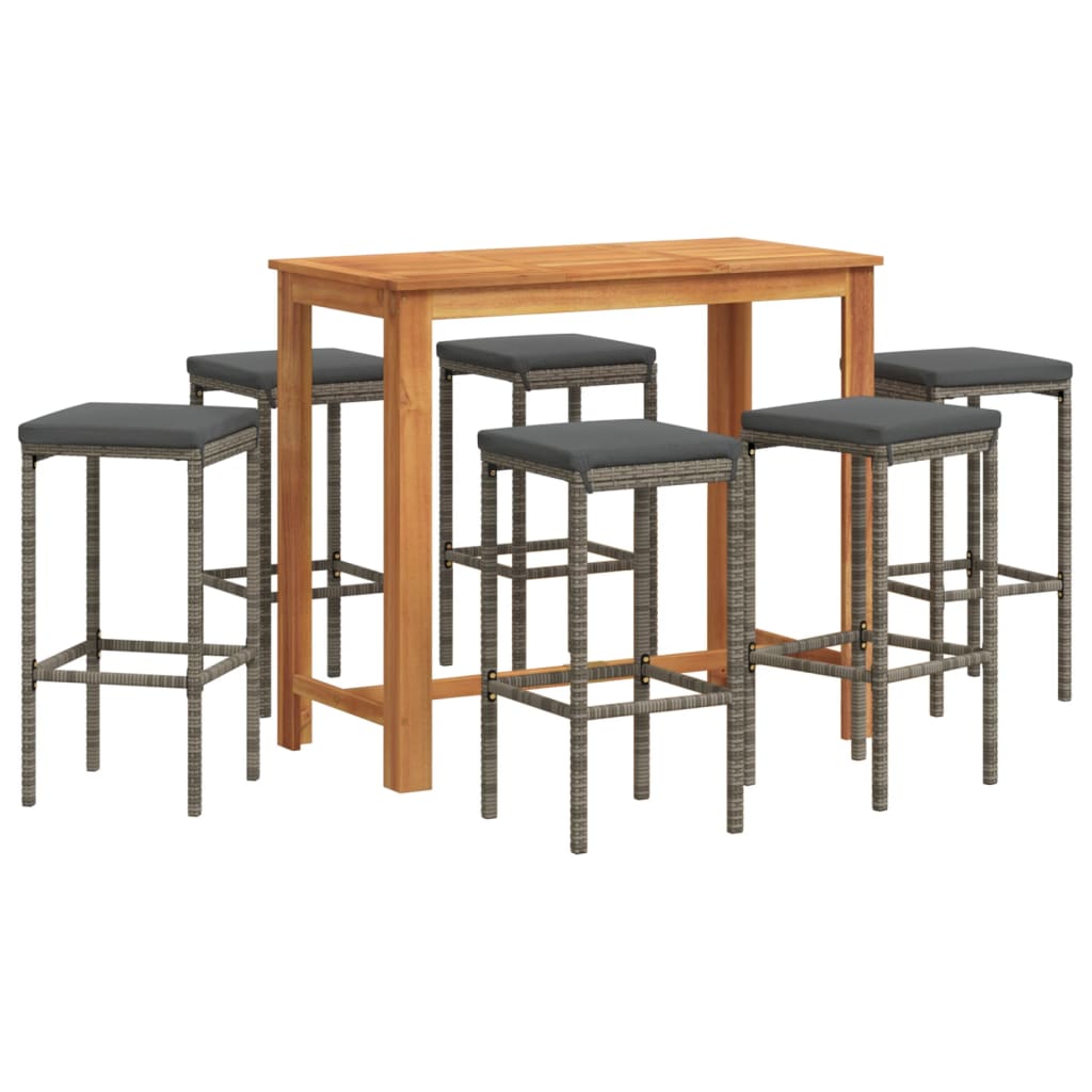 Garden Bar Set Grey Solid Acacia Wood Medium Durable