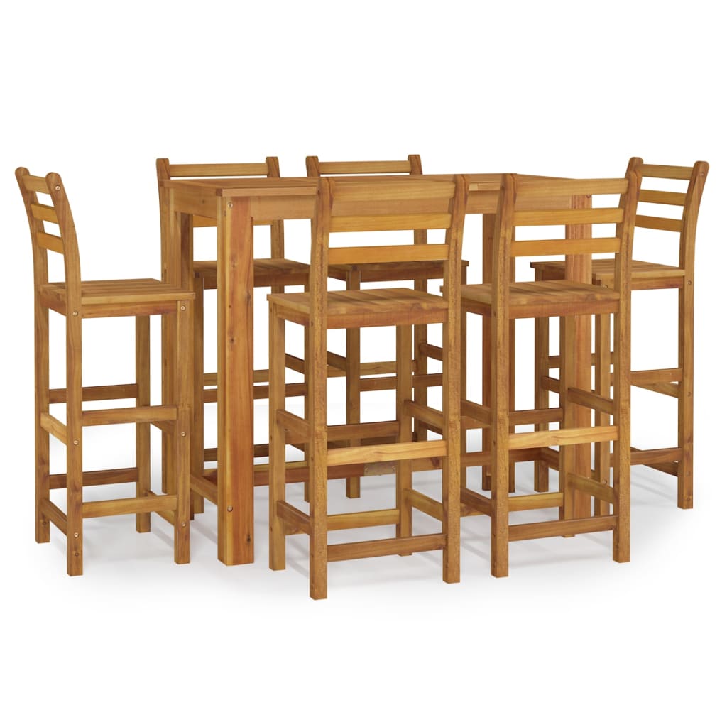 Garden Bar Set Natural Brown Solid Acacia Wood Medium Durable