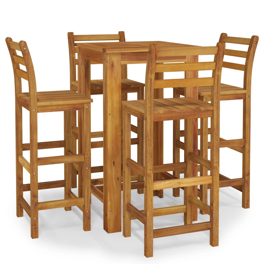 Garden Bar Set Natural wood Solid acacia wood Medium Footrest