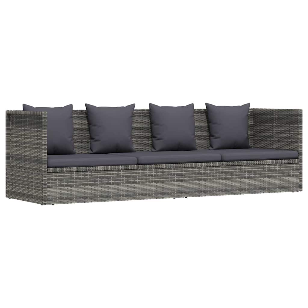 Garden Bed Grey PE Rattan 78.7x23.6 in Adjustable Armrests