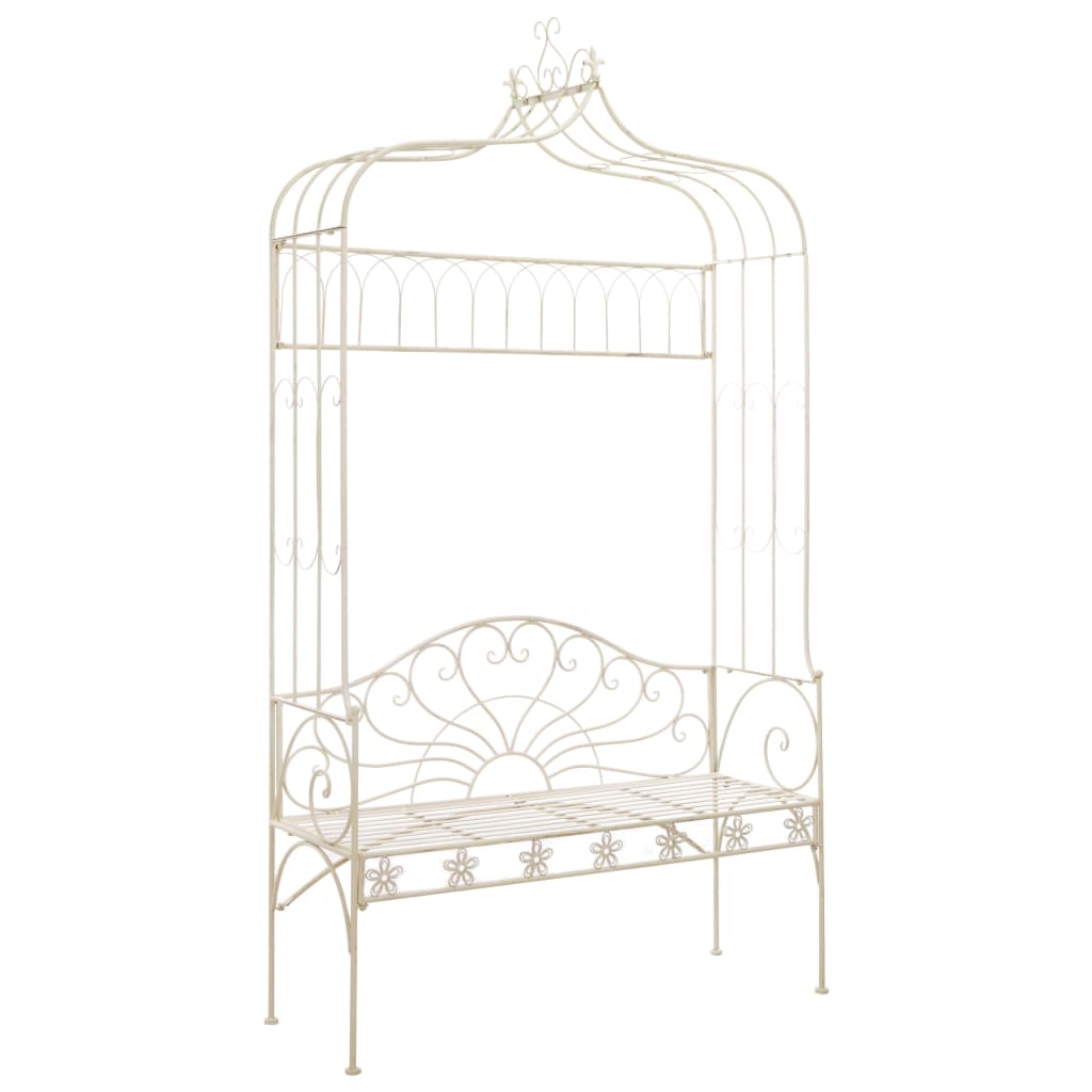 Garden Bench Antique White Wrought Iron Standard Garden Bench