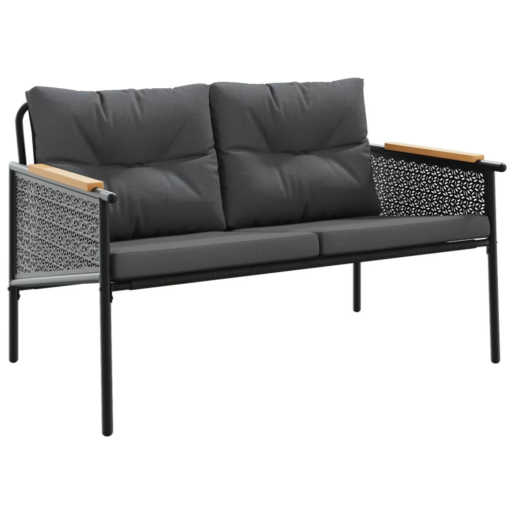 Garden Bench Black Bench with Anthracite Cushions