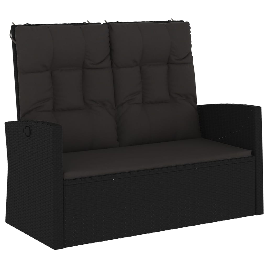 Garden Bench Black PE rattan 2 Seater Garden Bench Rectangular